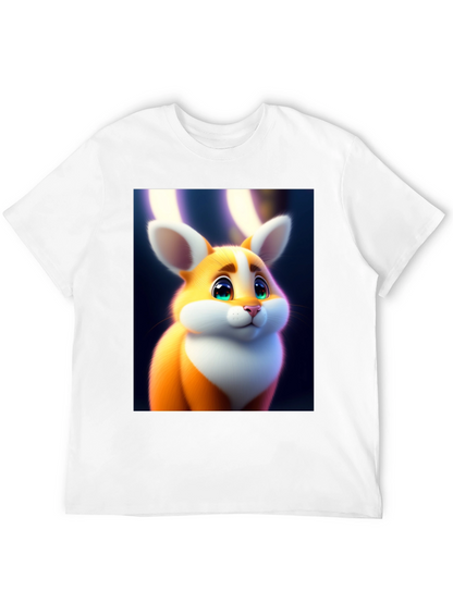Cute Cartoon Bunny Graphic Tee - Soft Black Cotton