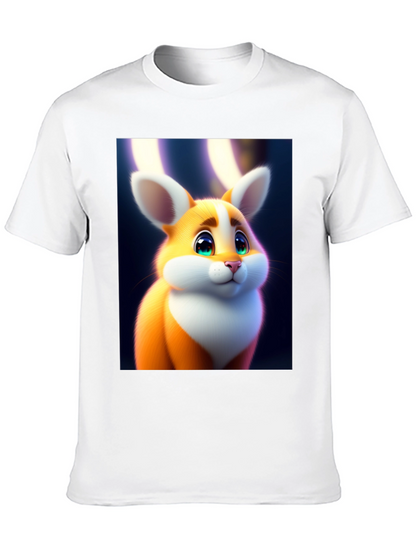 Cute Cartoon Bunny Graphic Tee - Soft Black Cotton