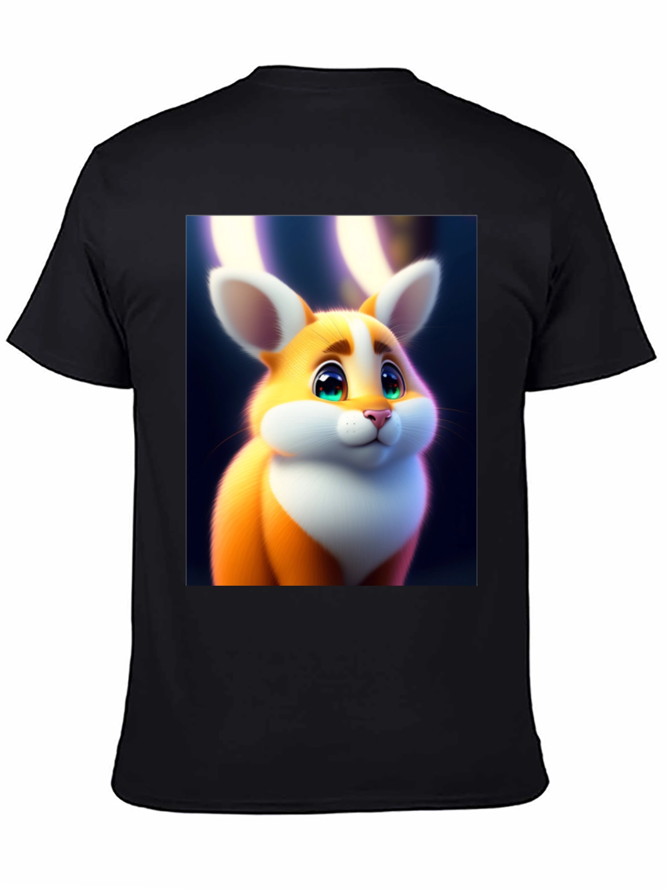 Cute Cartoon Bunny Graphic Tee - Soft Black Cotton