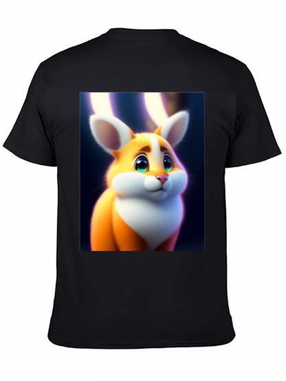 Cute Cartoon Bunny Graphic Tee - Soft Black Cotton