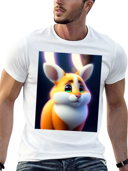 Cute Cartoon Bunny Graphic Tee - Soft Black Cotton