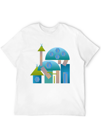 Abstract Geometric Building Black Tee