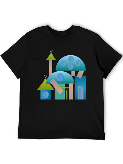 Abstract Geometric Building Black Tee