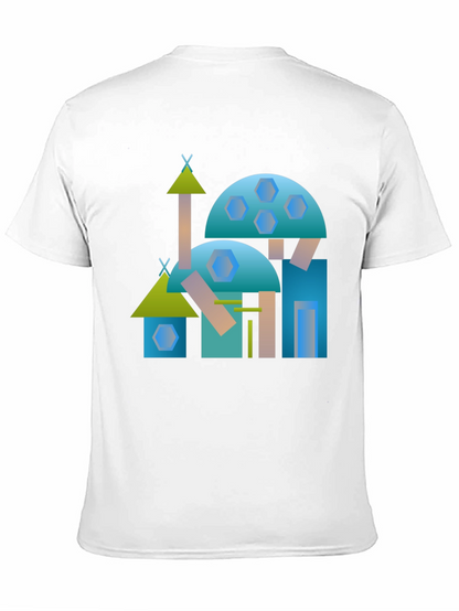 Abstract Geometric Building Black Tee
