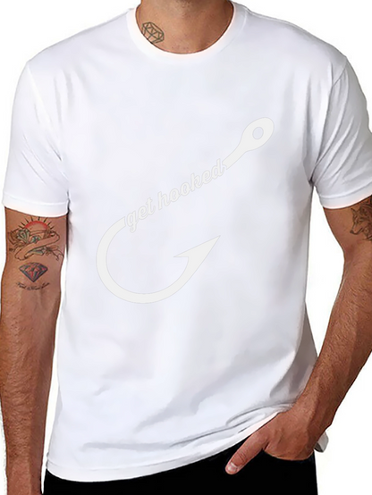 Get Hooked Fishing T-Shirt - Black Cotton Tee