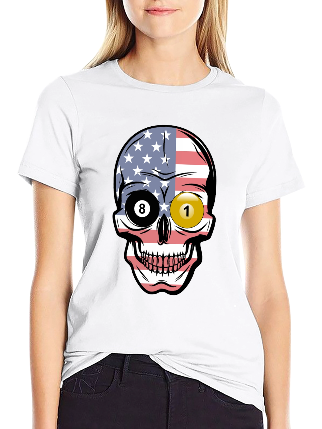 Pool Ball Skull Graphic T-Shirt