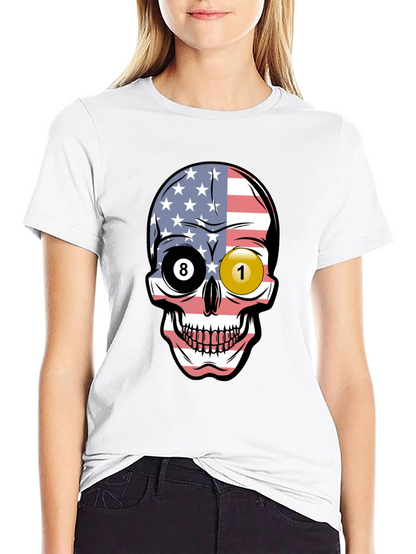 Pool Ball Skull Graphic T-Shirt