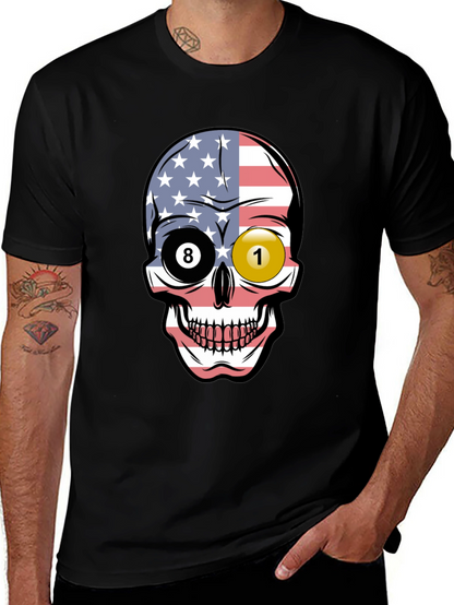 Pool Ball Skull Graphic T-Shirt