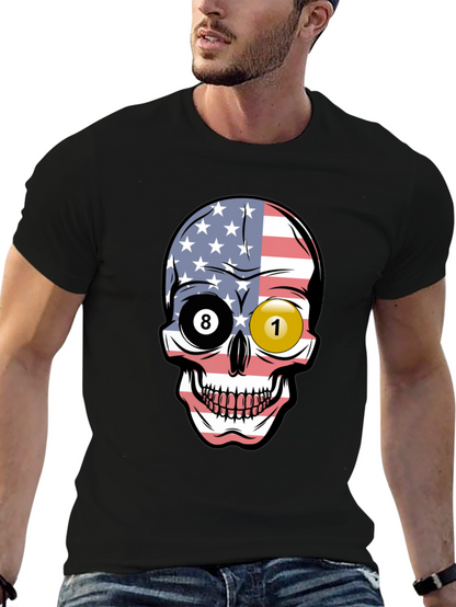 Pool Ball Skull Graphic T-Shirt
