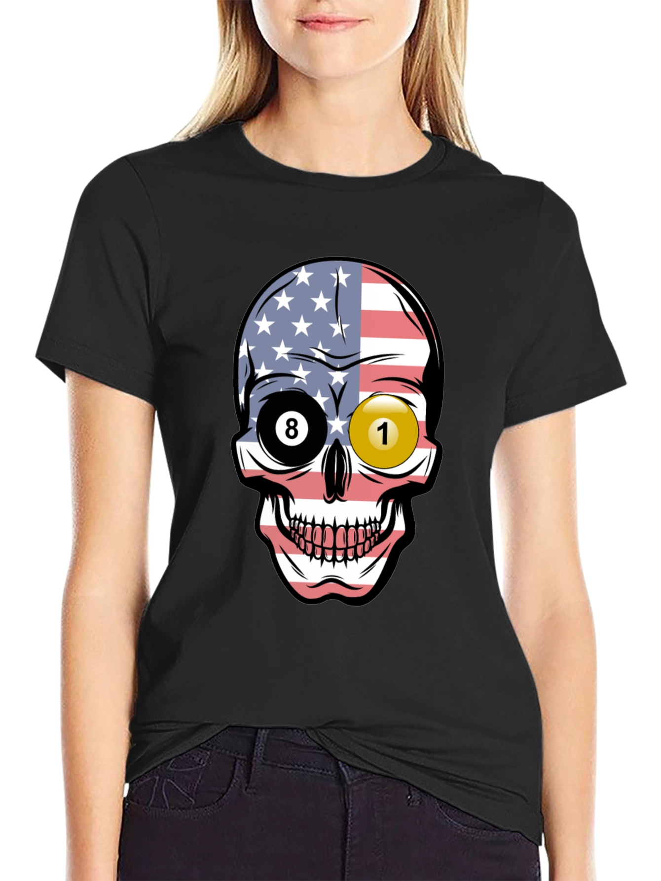 Pool Ball Skull Graphic T-Shirt