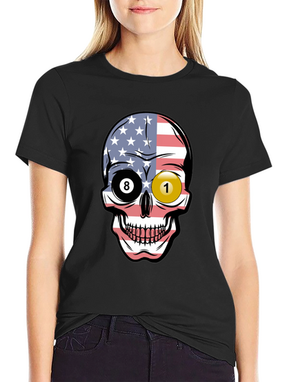 Pool Ball Skull Graphic T-Shirt