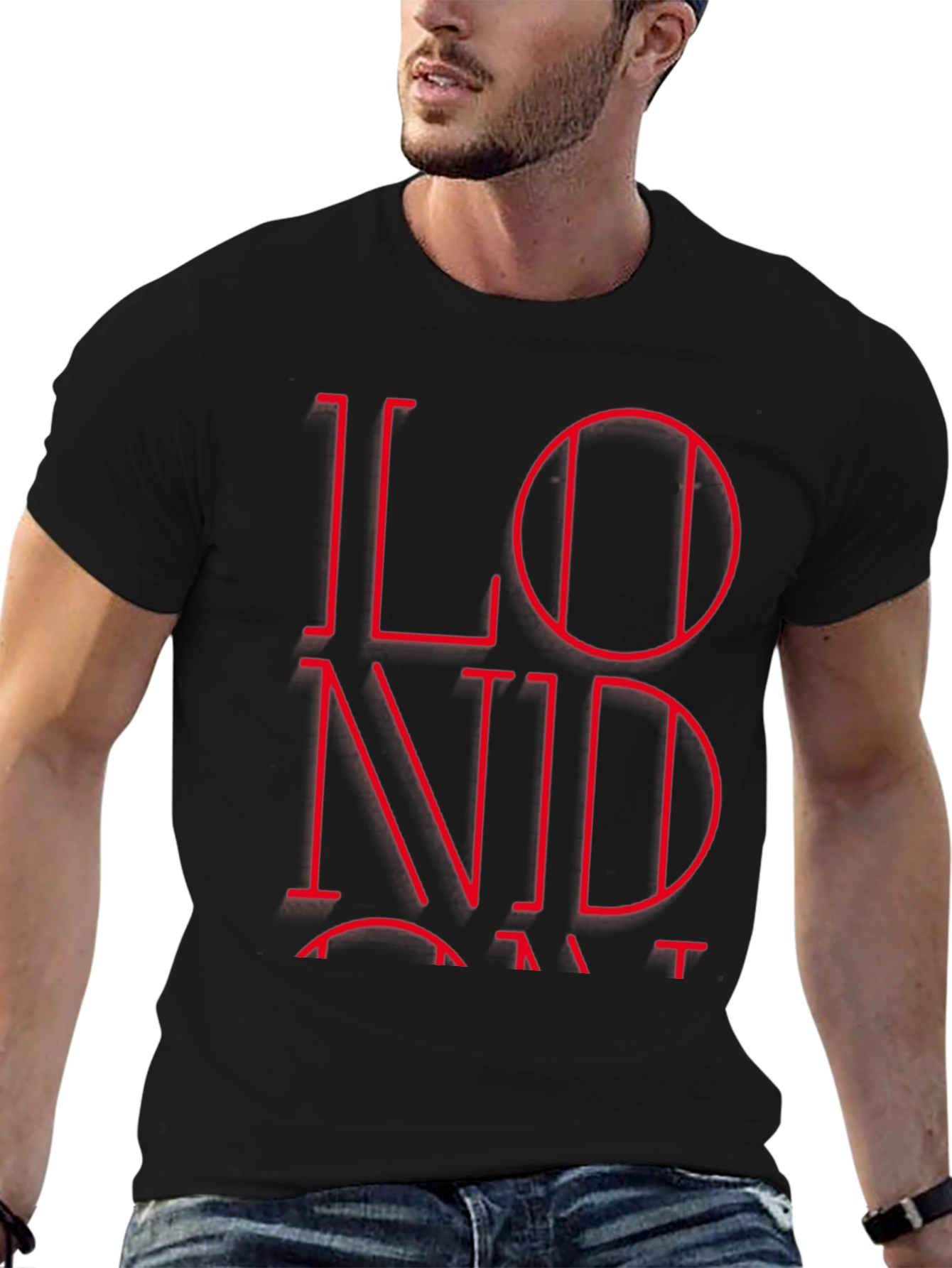 London Red Graphic Black T-Shirt