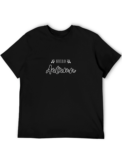 Hello Autumn Black T-Shirt - Seasonal Style