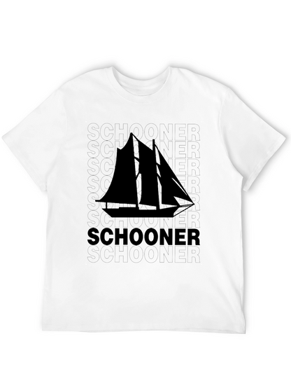 Schooner Sailboat Graphic Black T-Shirt