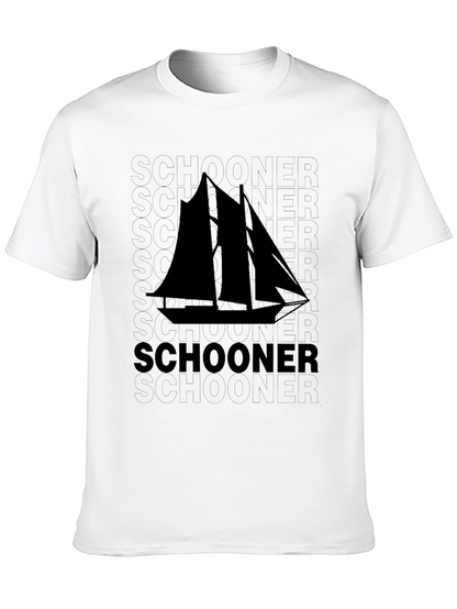 Schooner Sailboat Graphic Black T-Shirt
