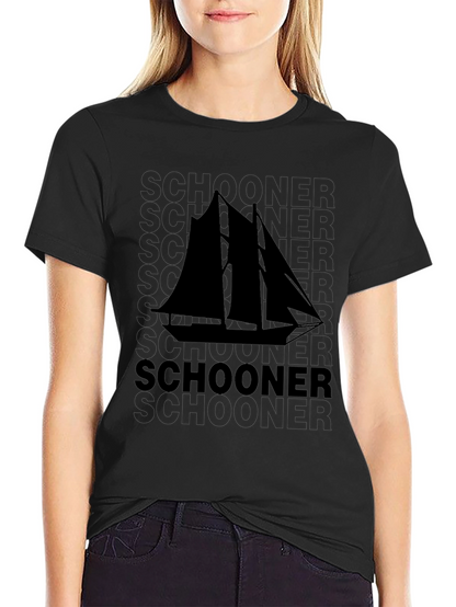 Schooner Sailboat Graphic Black T-Shirt