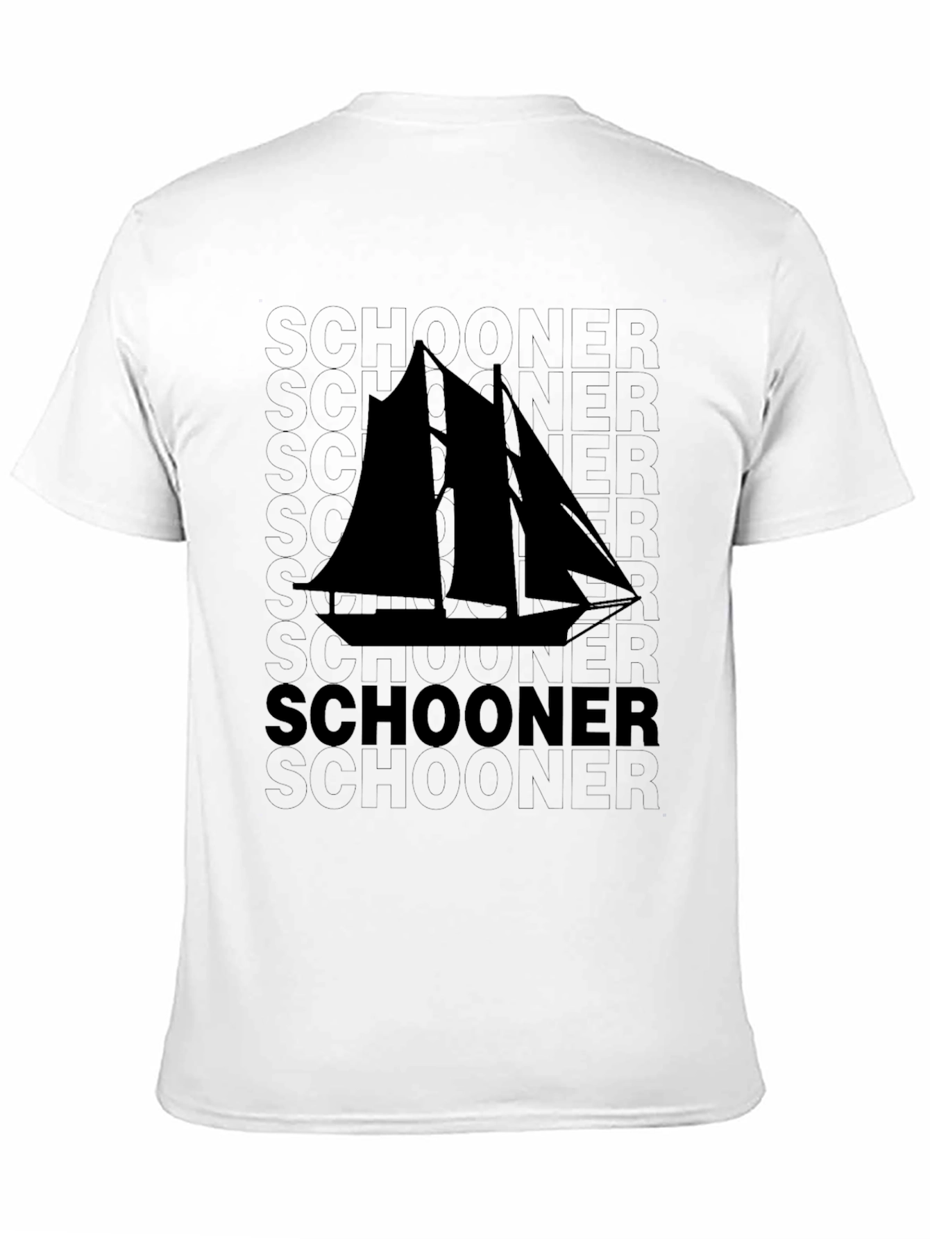 Schooner Sailboat Graphic Black T-Shirt