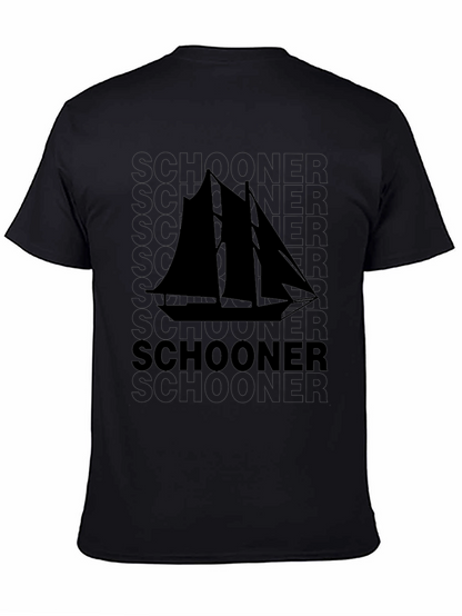 Schooner Sailboat Graphic Black T-Shirt