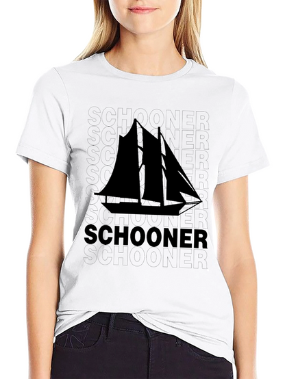 Schooner Sailboat Graphic Black T-Shirt