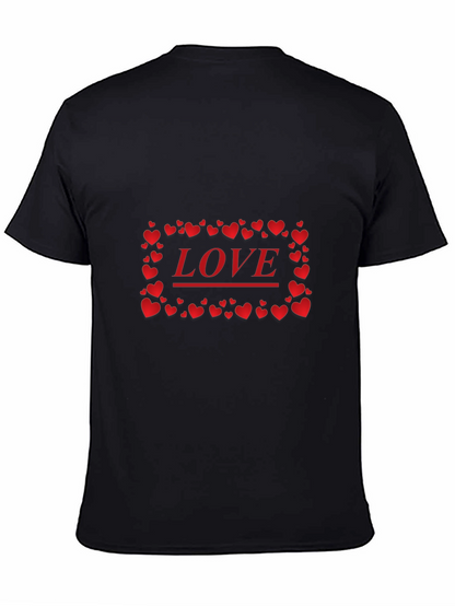 Love Heart Graphic Print Black T-Shirt