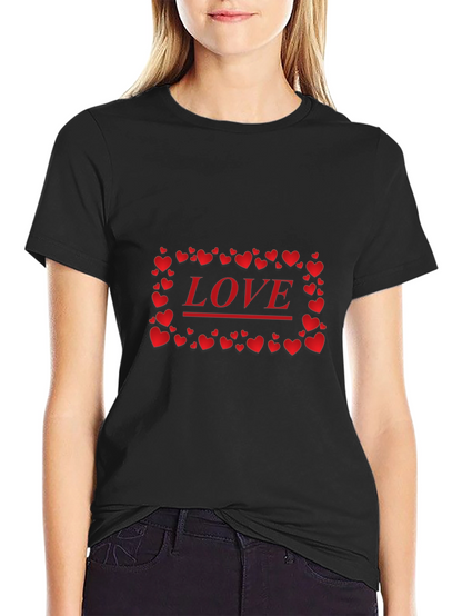 Love Heart Graphic Print Black T-Shirt