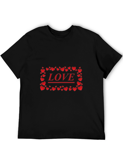 Love Heart Graphic Print Black T-Shirt