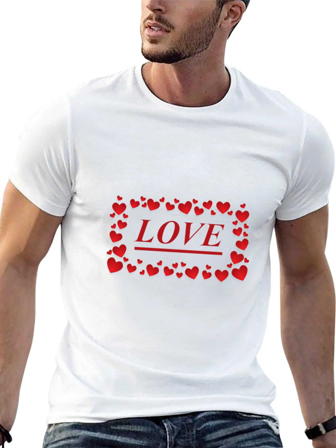 Love Heart Graphic Print Black T-Shirt