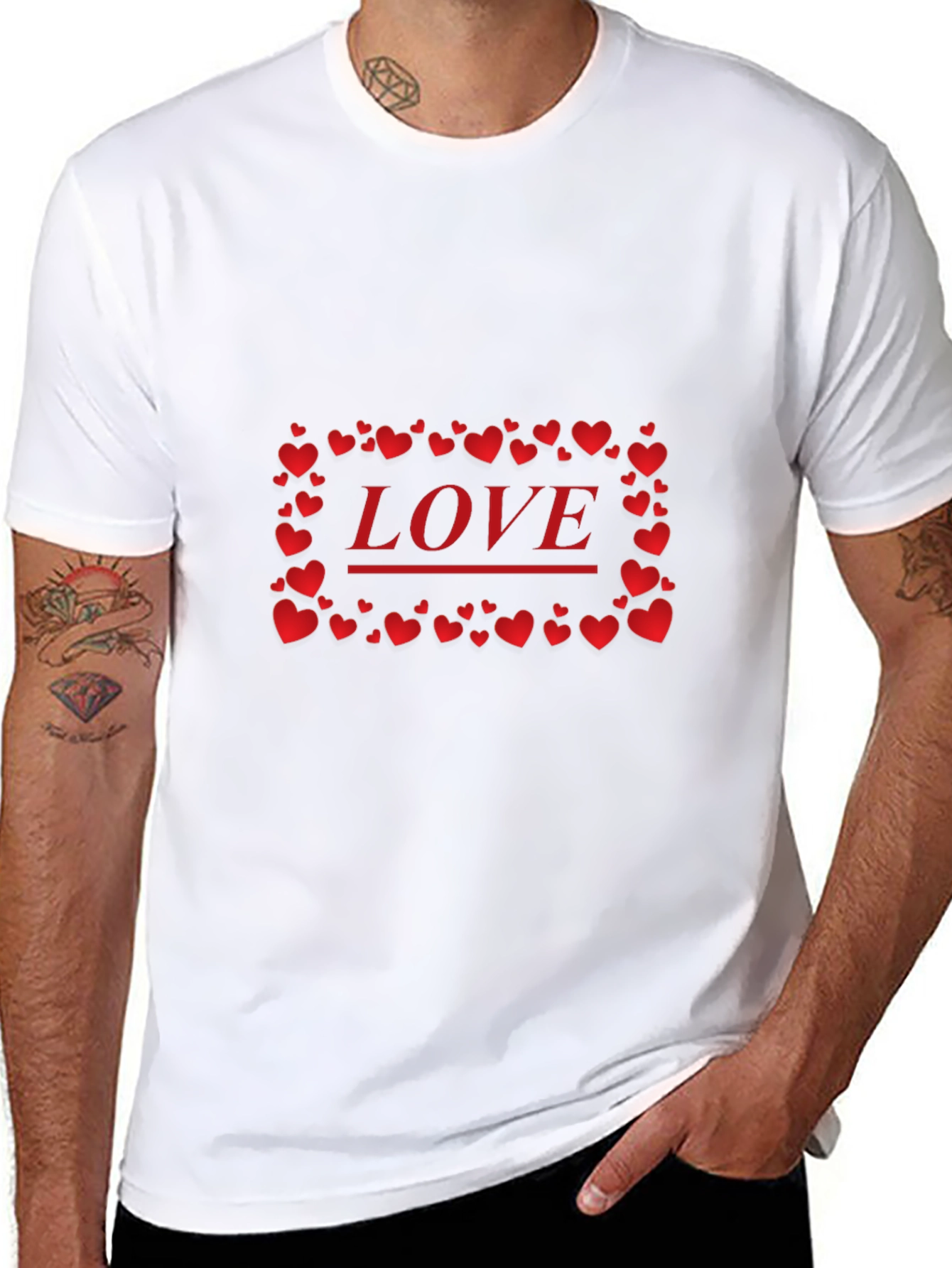 Love Heart Graphic Print Black T-Shirt