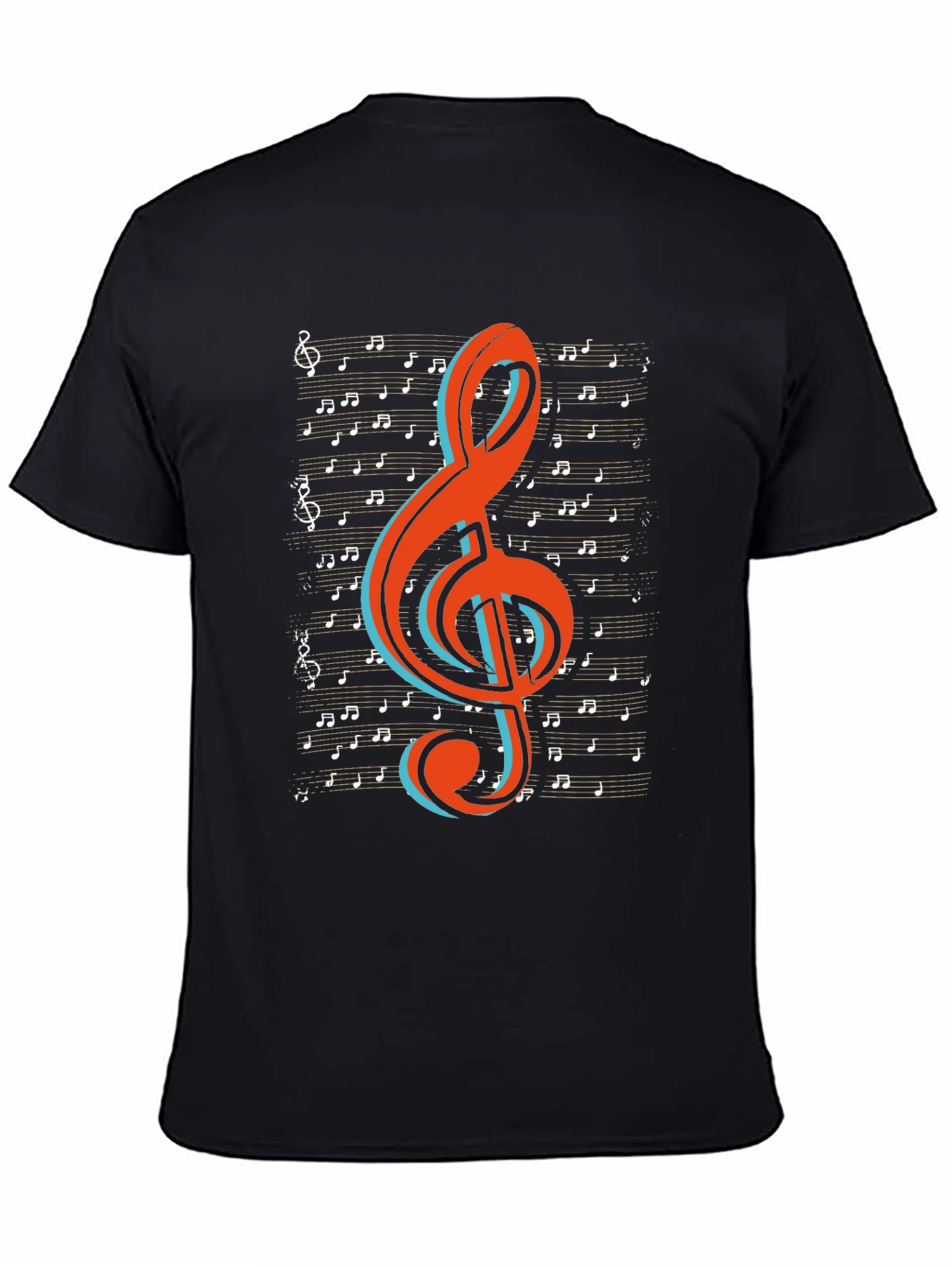 Musical Treble Clef Graphic Tee - Black Cotton