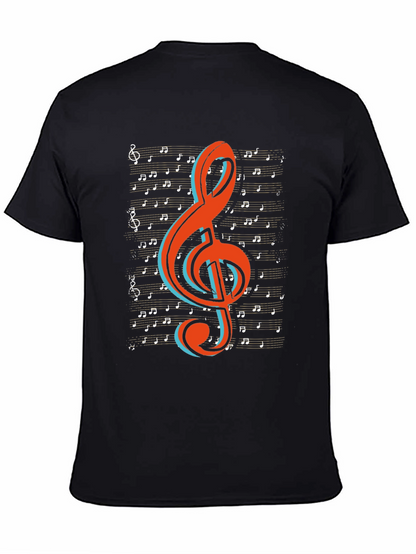 Musical Treble Clef Graphic Tee - Black Cotton