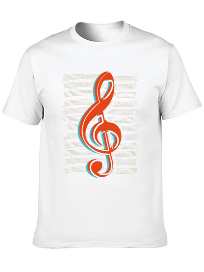 Musical Treble Clef Graphic Tee - Black Cotton