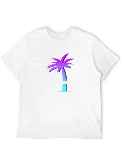 Paradise Palm Tree Graphic Tee - Soft Black T-Shirt
