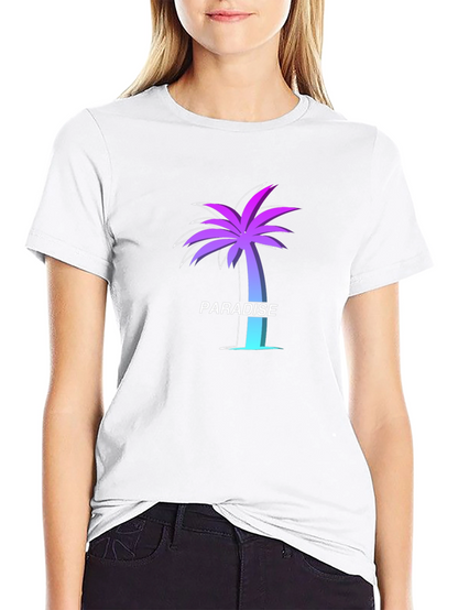 Paradise Palm Tree Graphic Tee - Soft Black T-Shirt
