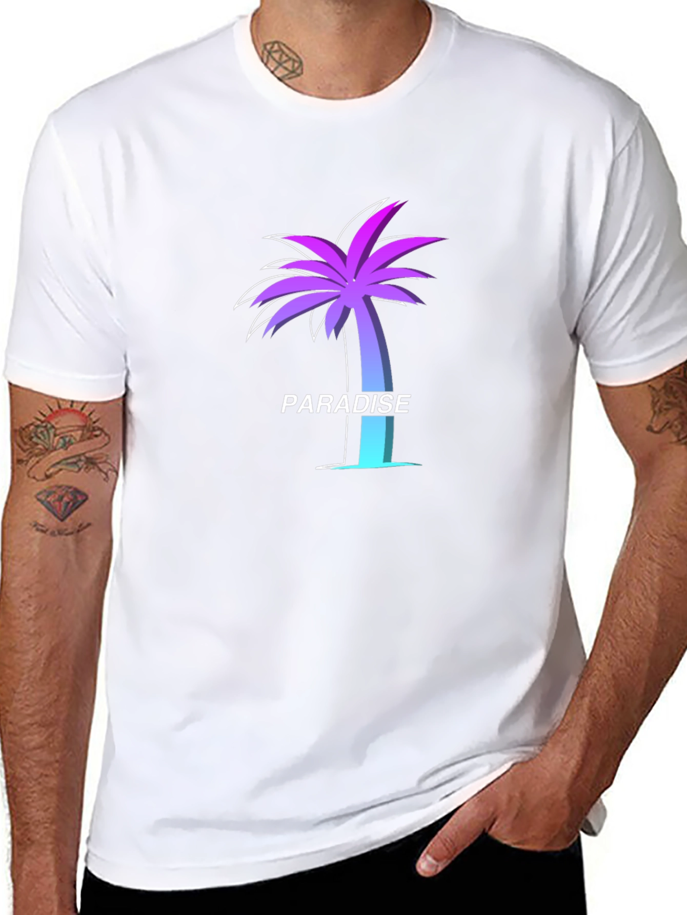 Paradise Palm Tree Graphic Tee - Soft Black T-Shirt