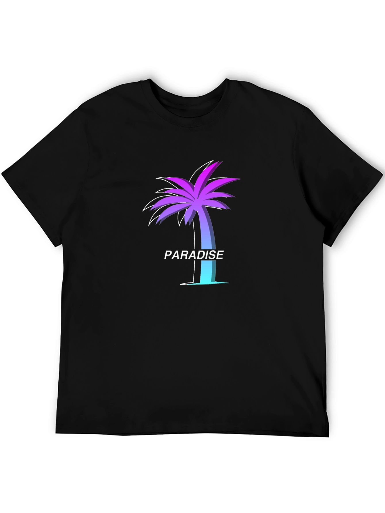 Paradise Palm Tree Graphic Tee - Soft Black T-Shirt