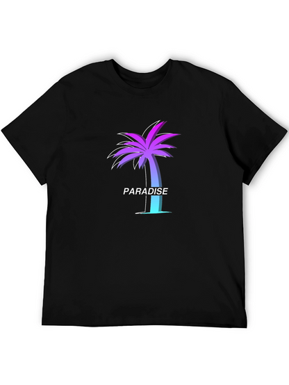 Paradise Palm Tree Graphic Tee - Soft Black T-Shirt