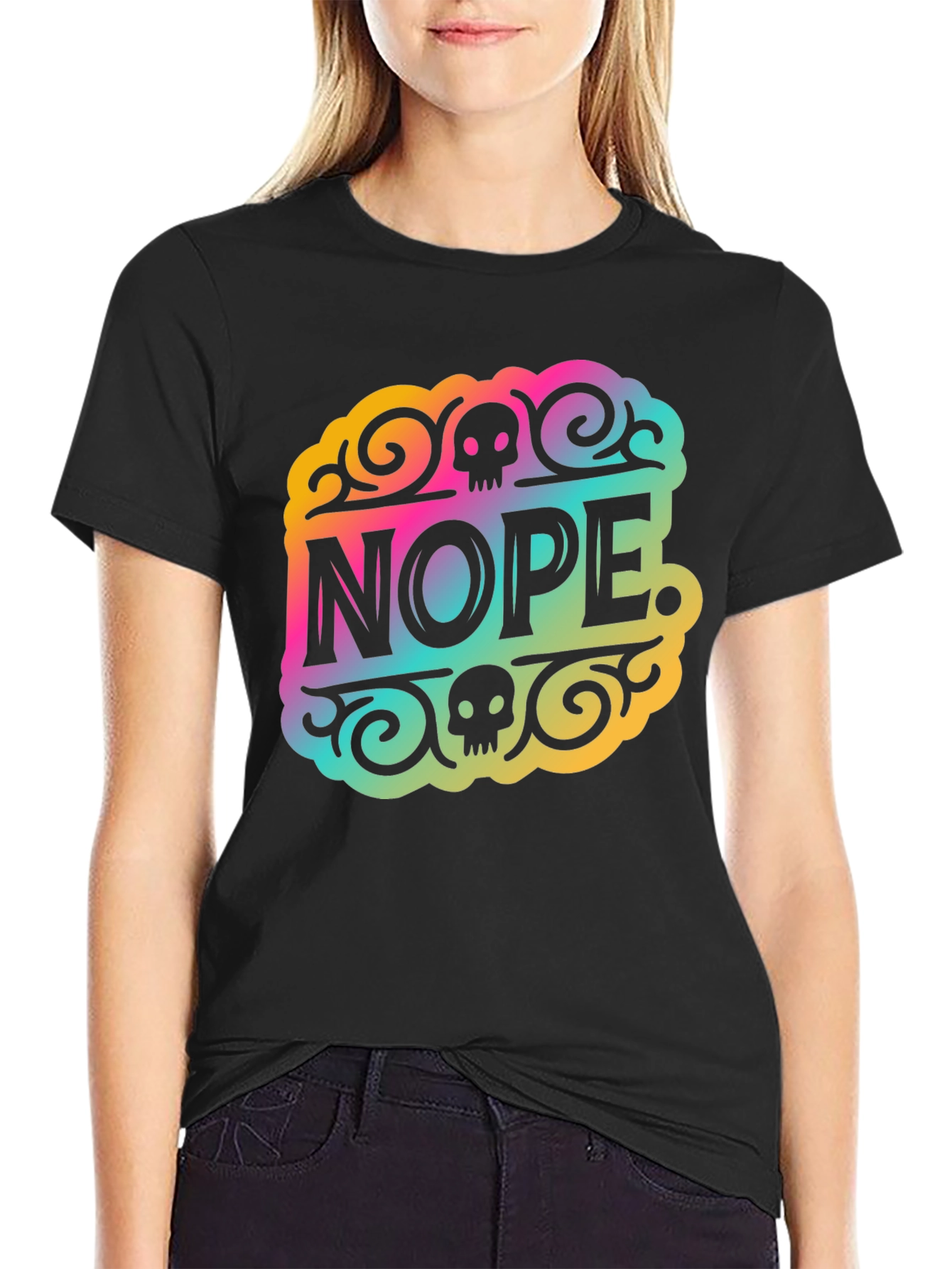 Nope. Graphic Print T-Shirt - Black
