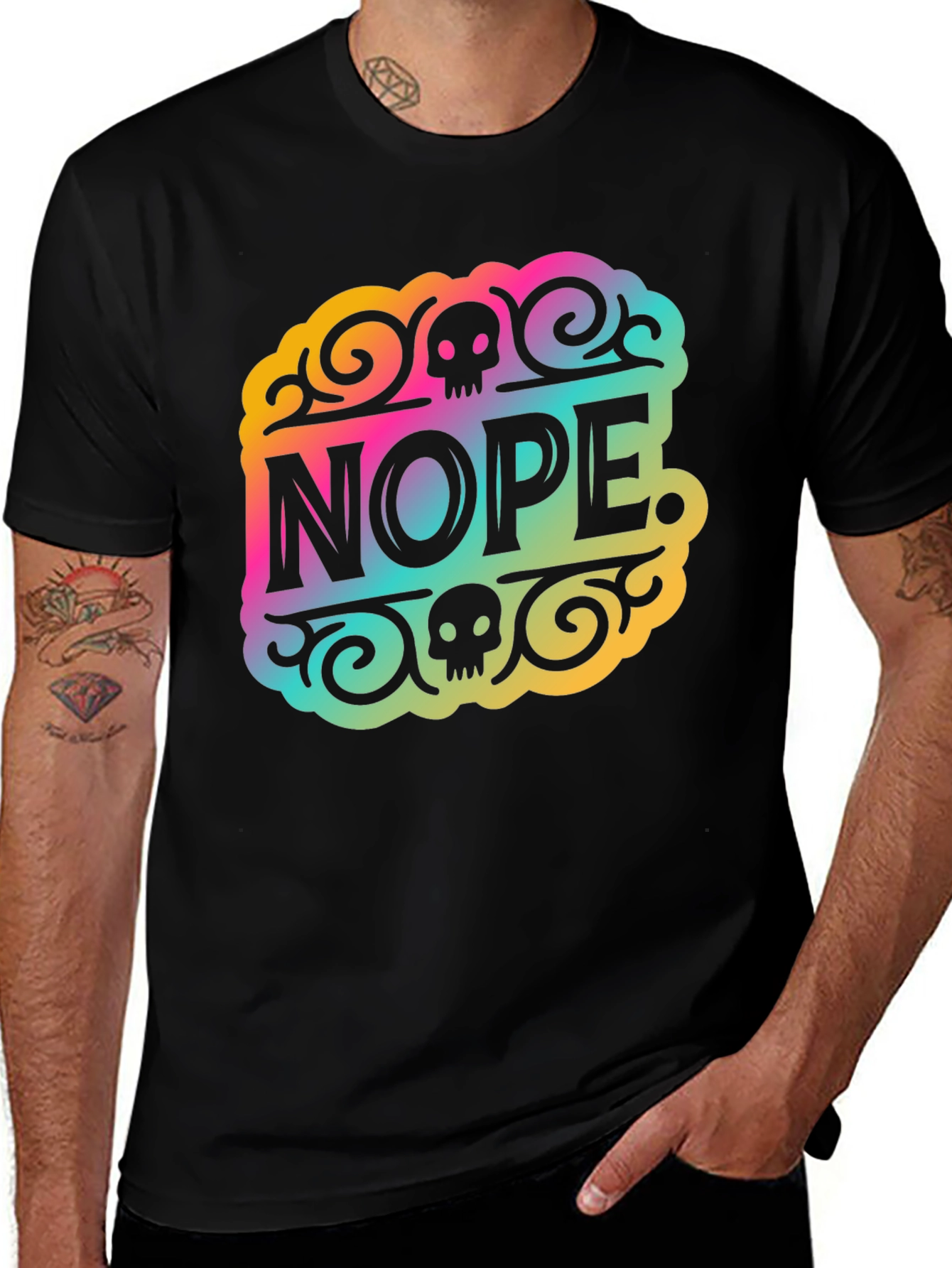 Nope. Graphic Print T-Shirt - Black