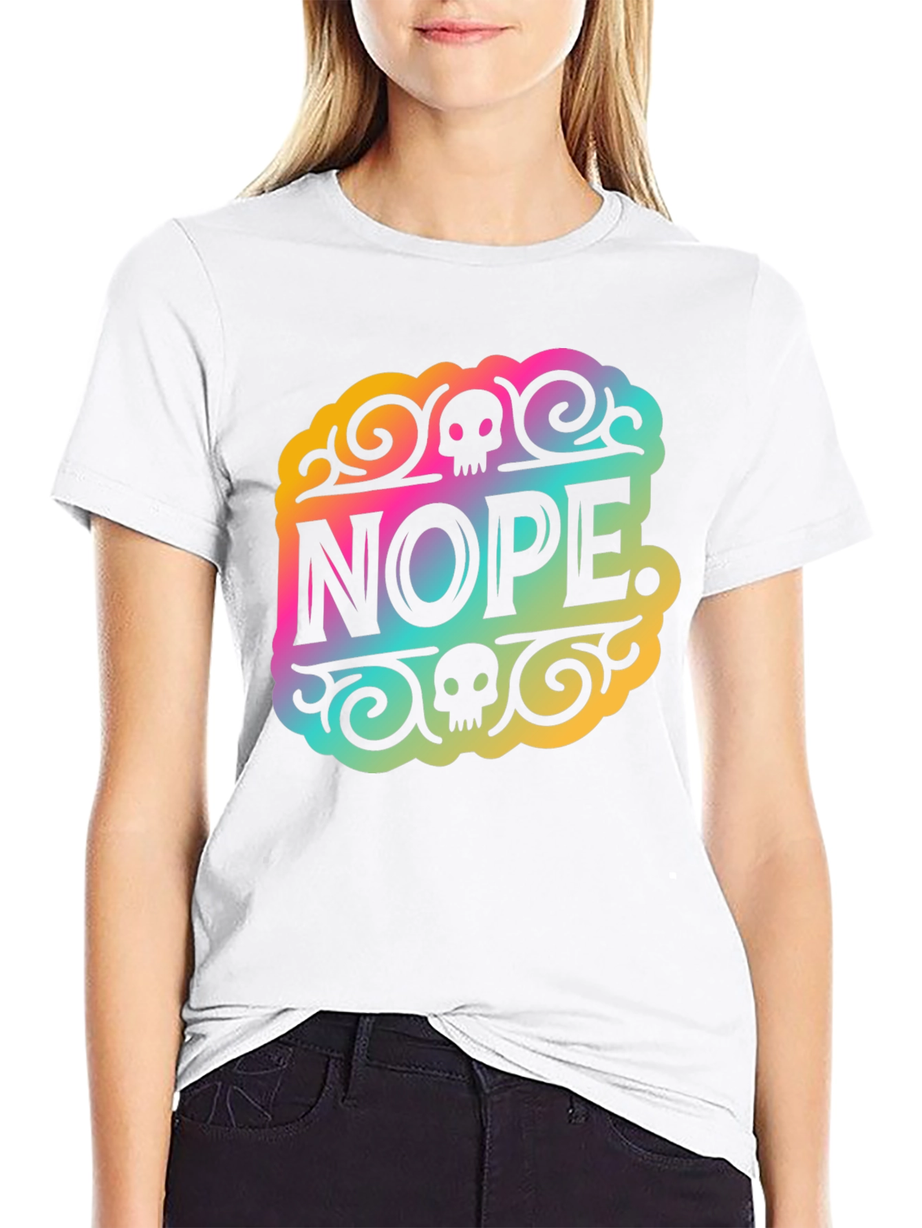 Nope. Graphic Print T-Shirt - Black