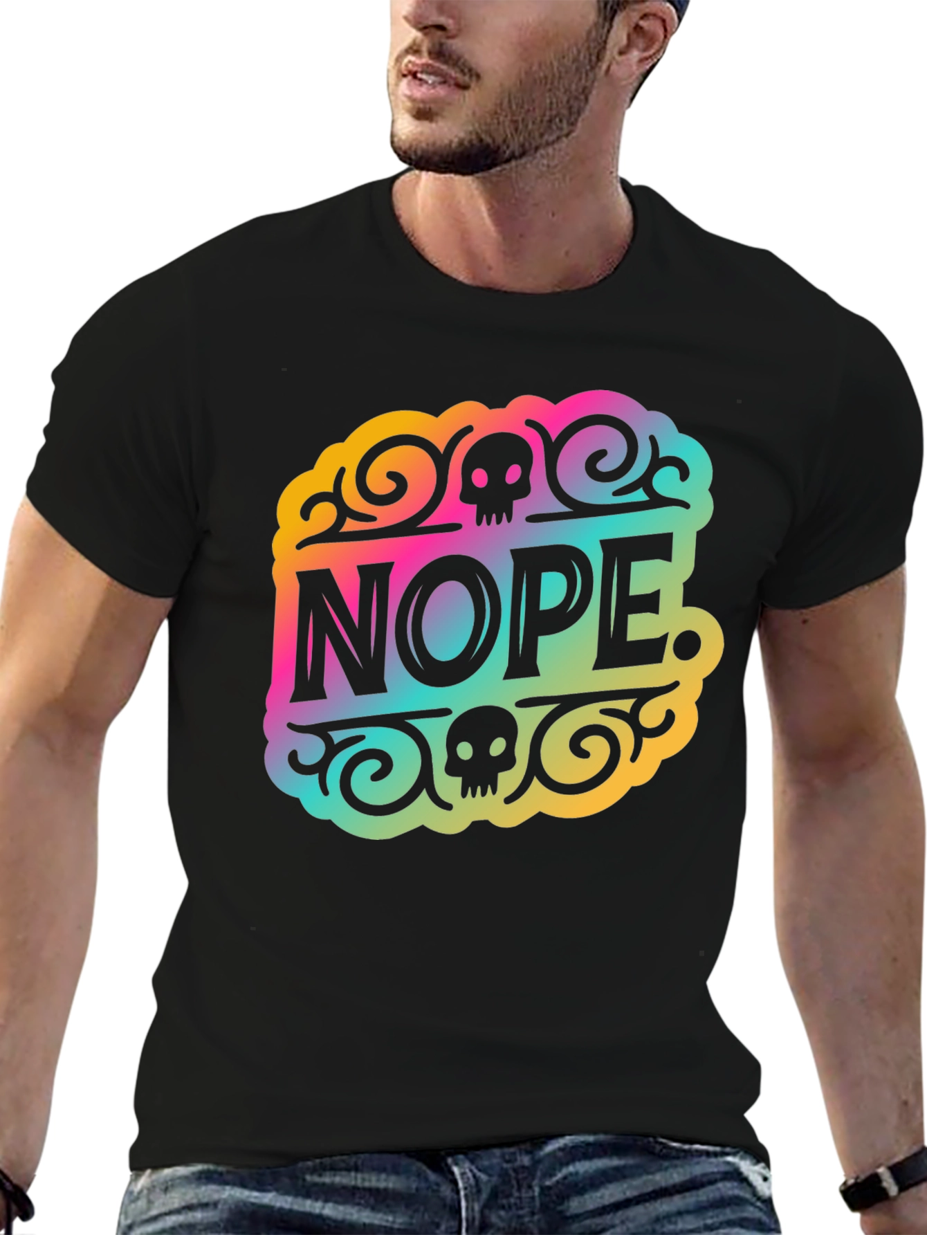 Nope. Graphic Print T-Shirt - Black
