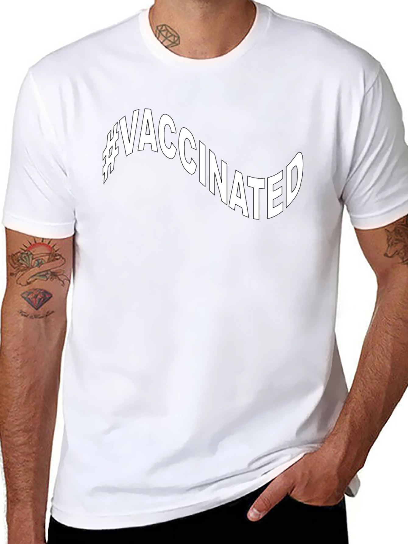 #Vaccinated Black Graphic T-Shirt