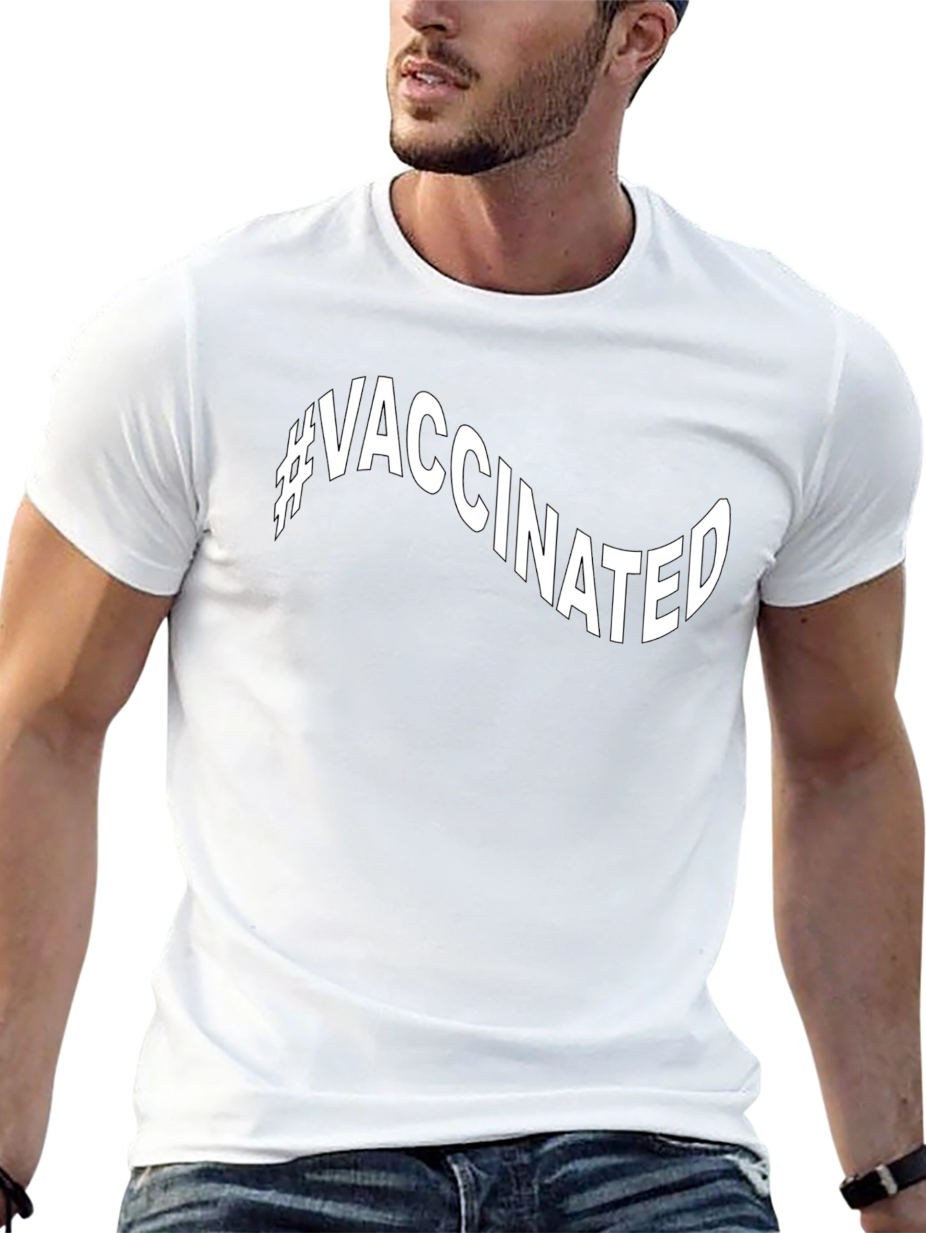 #Vaccinated Black Graphic T-Shirt