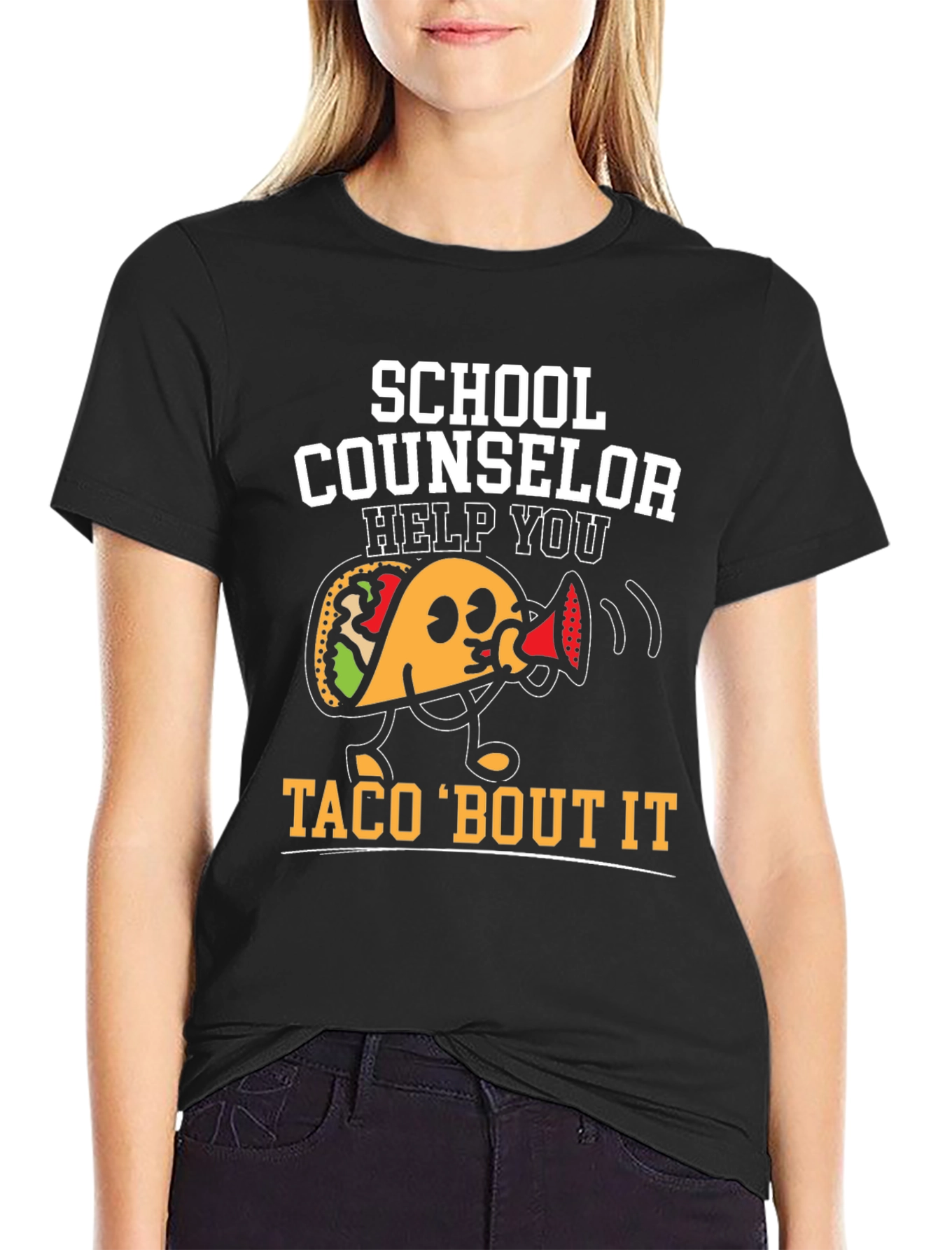 School Counselor Taco Funny Black T-shirt