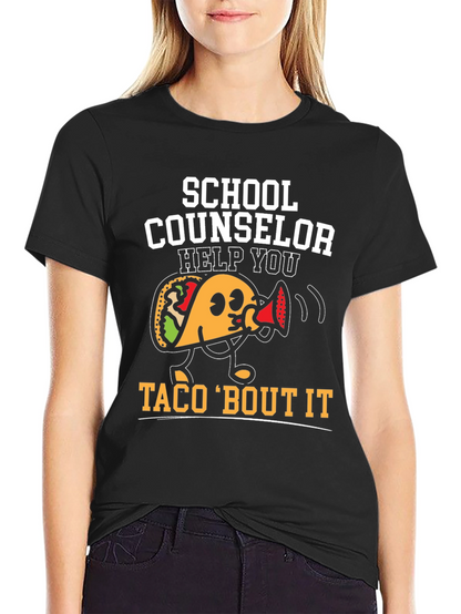 School Counselor Taco Funny Black T-shirt
