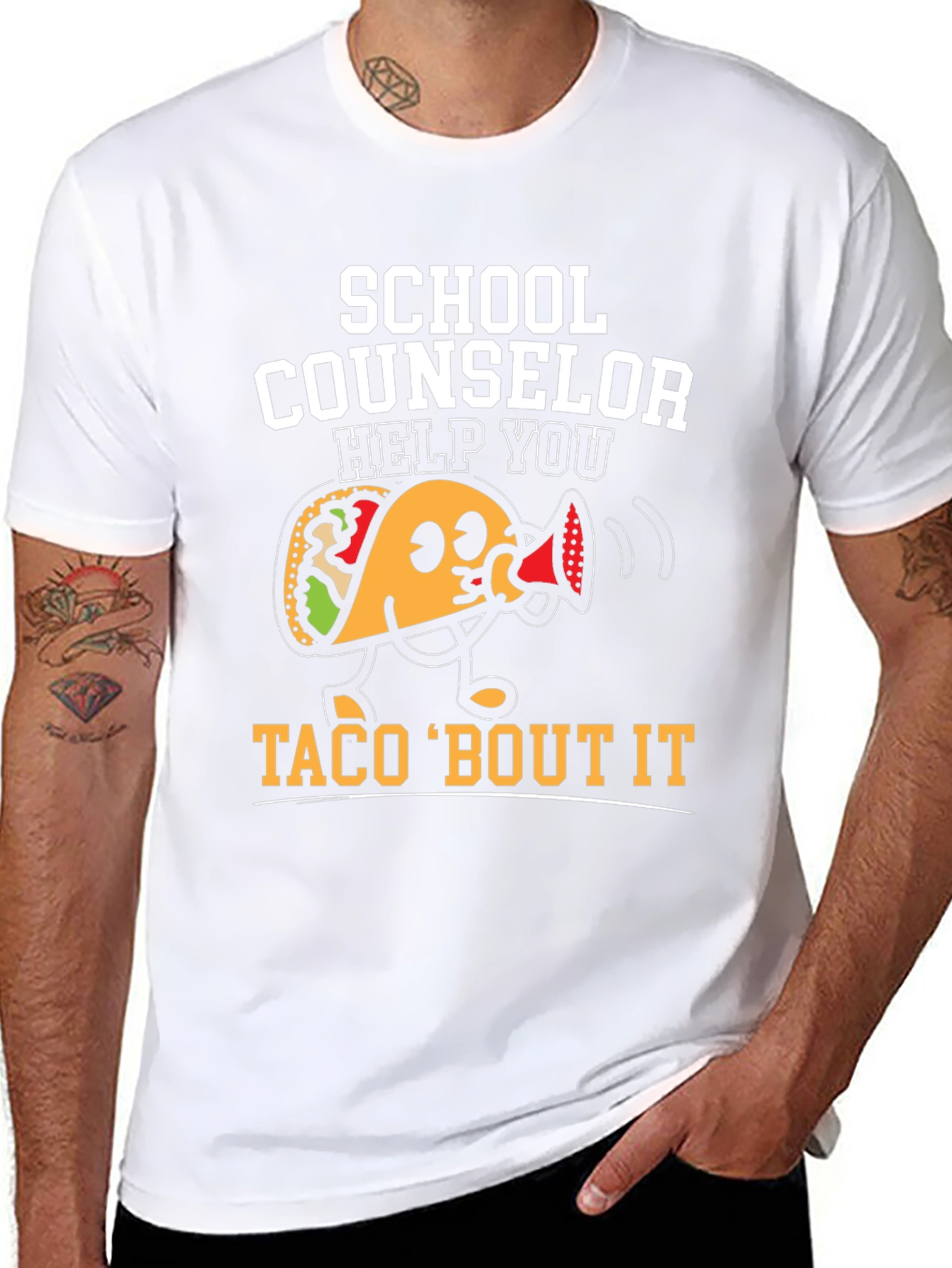 School Counselor Taco Funny Black T-shirt