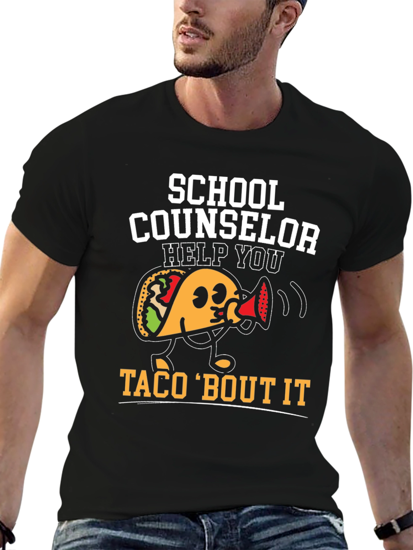 School Counselor Taco Funny Black T-shirt