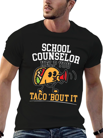 School Counselor Taco Funny Black T-shirt