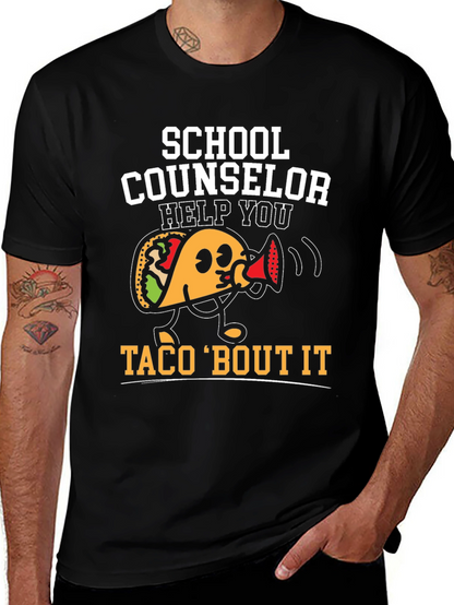 School Counselor Taco Funny Black T-shirt