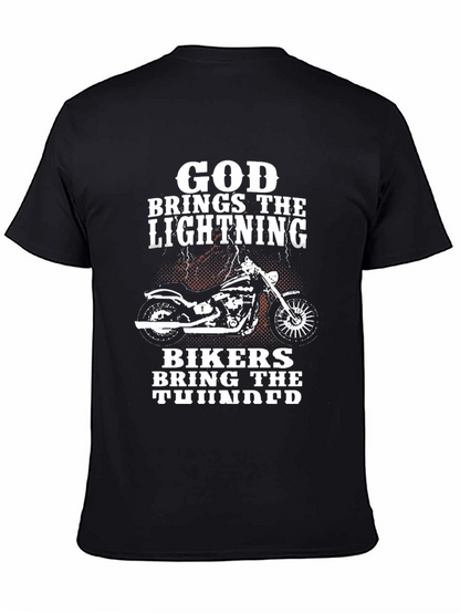God Brings The Lightning Biker T-Shirt