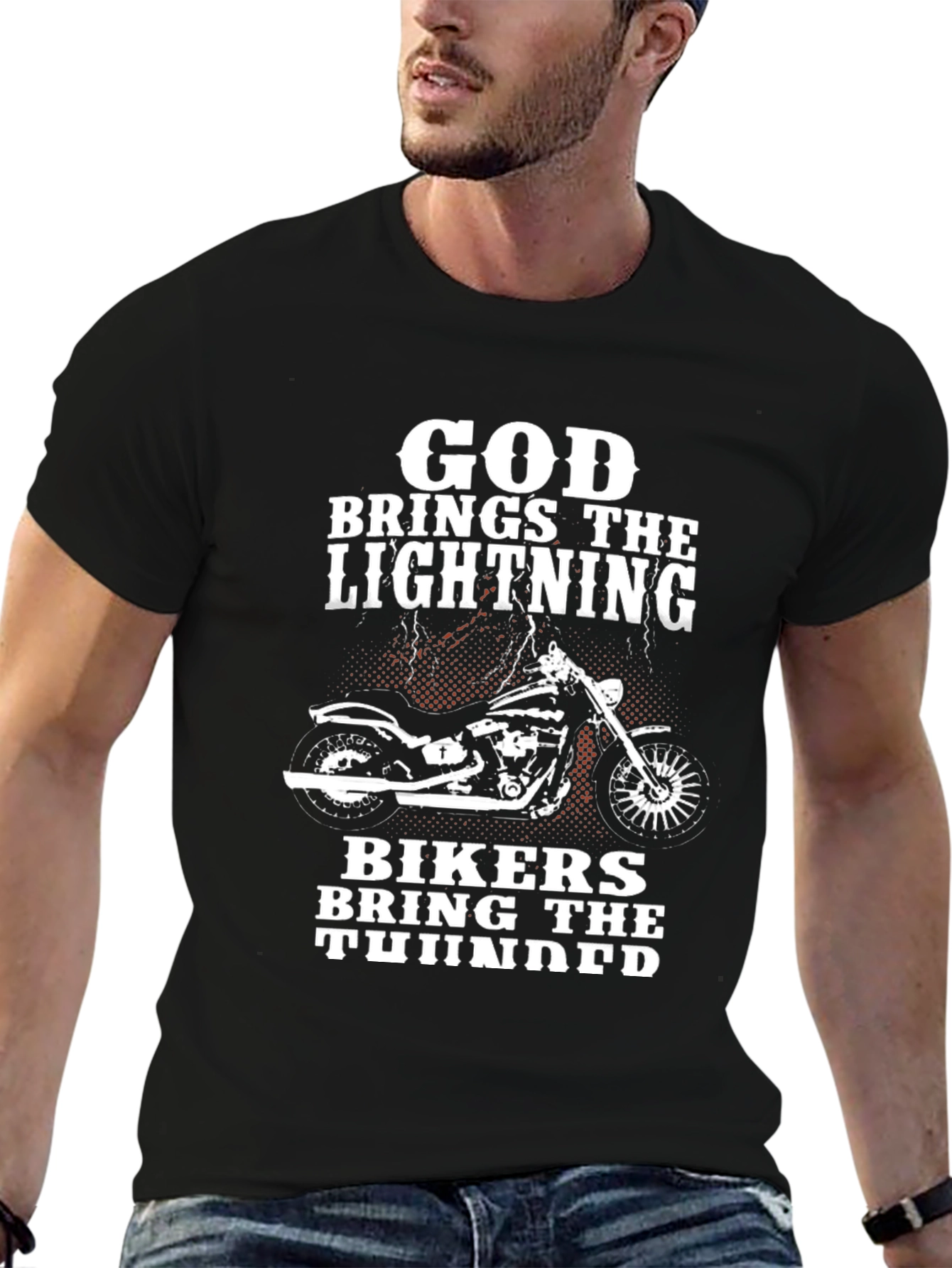 God Brings The Lightning Biker T-Shirt